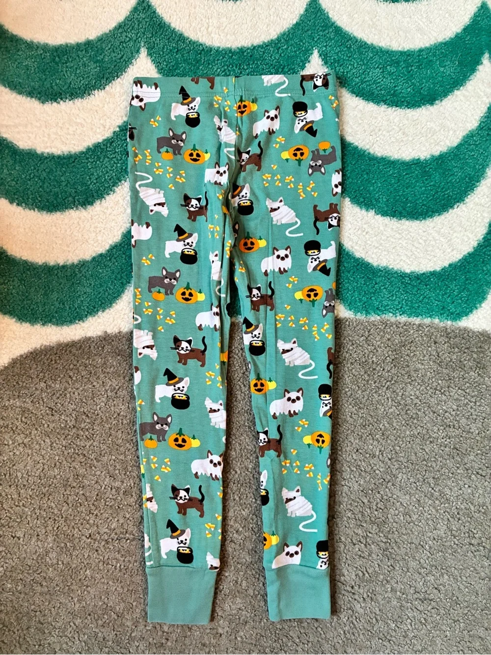 Lands’ End Snug Fit Halloween Pets PJ Set (Teal Shadow) Size 8